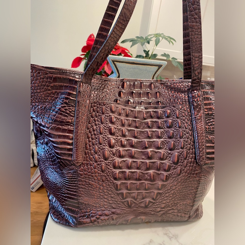 Brahmin Plum Leather Large Asher Melbourne Handbag Tote